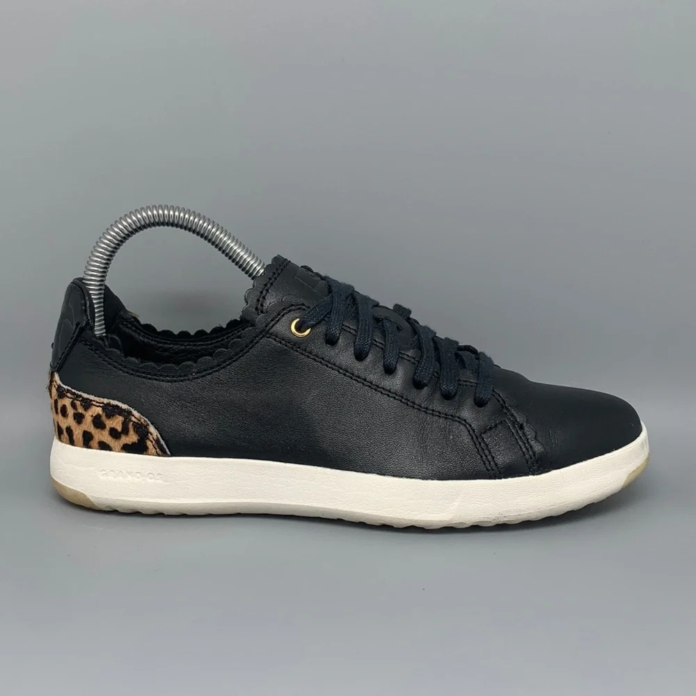 Cole Haan Grand.OS Leopard Heel Black Leather Shoes W20673 Women’s Sz‎ 6.5B